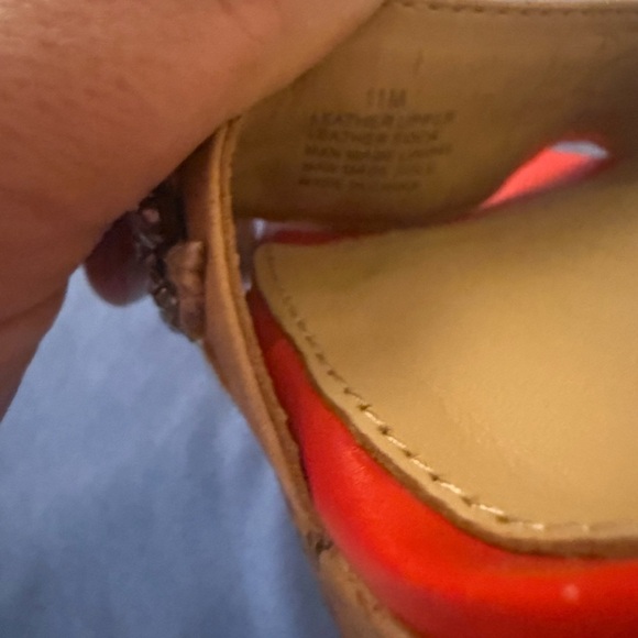 Antonio Melani Red and Tan Wedge Sandals with Embellished Straps - Picture 7 of 7